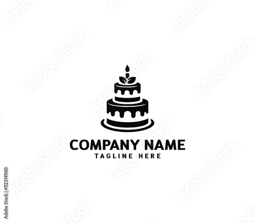 Vector abstract cake logo design. Birthday cake logo. Sweet cake logo. Cake bakery logo. Cake shop