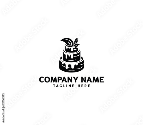 Vector abstract cake logo design. Birthday cake logo. Sweet cake logo. Cake bakery logo. Cake shop