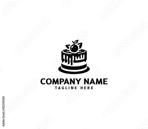 Vector abstract cake logo design. Birthday cake logo. Sweet cake logo. Cake bakery logo. Cake shop