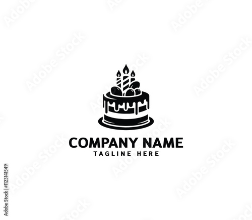 Vector abstract cake logo design. Birthday cake logo. Sweet cake logo. Cake bakery logo. Cake shop