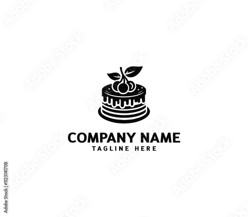 Vector abstract cake logo design. Birthday cake logo. Sweet cake logo. Cake bakery logo. Cake shop