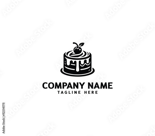 Vector abstract cake logo design. Birthday cake logo. Sweet cake logo. Cake bakery logo. Cake shop