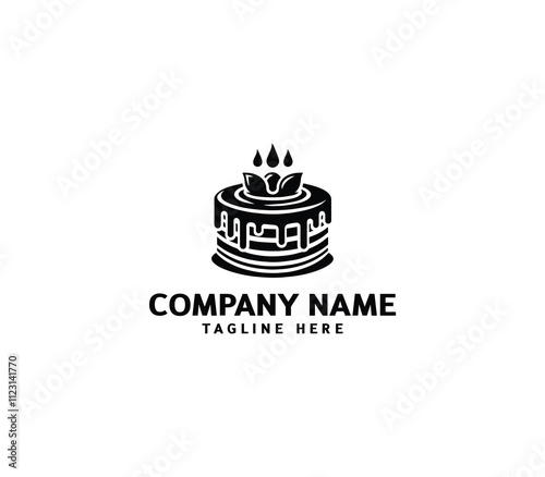 Vector abstract cake logo design. Birthday cake logo. Sweet cake logo. Cake bakery logo. Cake shop
