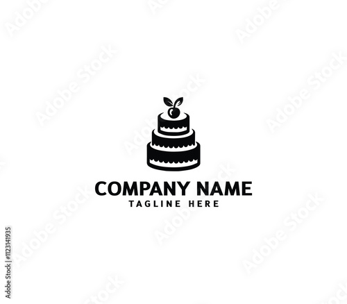Vector abstract cake logo design. Birthday cake logo. Sweet cake logo. Cake bakery logo. Cake shop