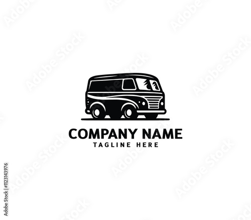 Delivery van logo design template. Travel van logo. Shipping service logo symbol. Fast speed van logo