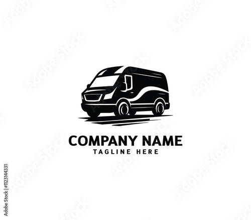 Delivery van logo design template. Travel van logo. Shipping service logo symbol. Fast speed van logo