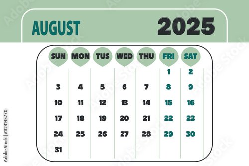 August 2025 Calendar vector item