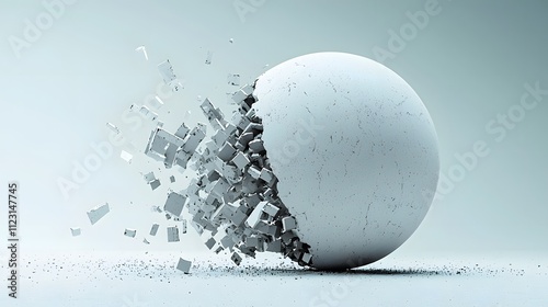 A creative concept showing a segmented sphere splitting into smaller parts, symbolizing detailed analysis.