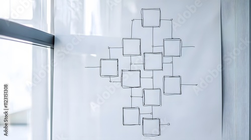 A neatly drawn flowchart on a pristine whiteboard, showcasing a classification hierarchy.