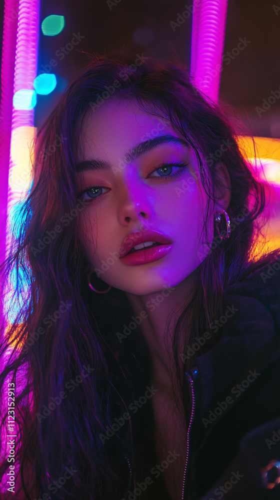 A beautiful girl framed by a glowing neon border, with a modern and vibrant aesthetic. A beautiful girl framed by a glowing neon border, with a modern and vibrant aesthetic.