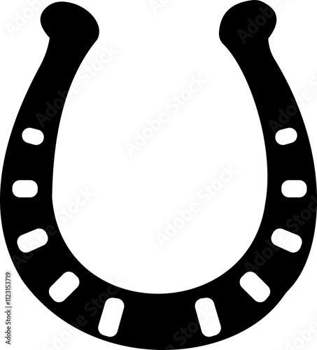 Horseshoe. Vintage vector engraving for info graphic, poster, web. Black on transparent background, Make a wish. Metal western talisman icon or sticker. Superstition symbol. Hope for the best.