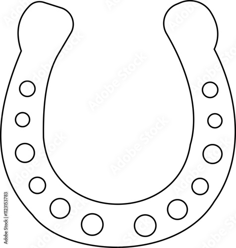 Horseshoe. Vintage vector engraving for info graphic, poster, web. Black on transparent background, Make a wish. Metal western talisman icon or sticker. Superstition symbol. Hope for the best.