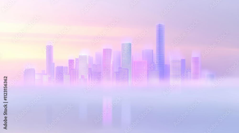 custom made wallpaper toronto digitalFuturistic city skyline at dawn urban landscape digital artwork serene atmosphere aerial view