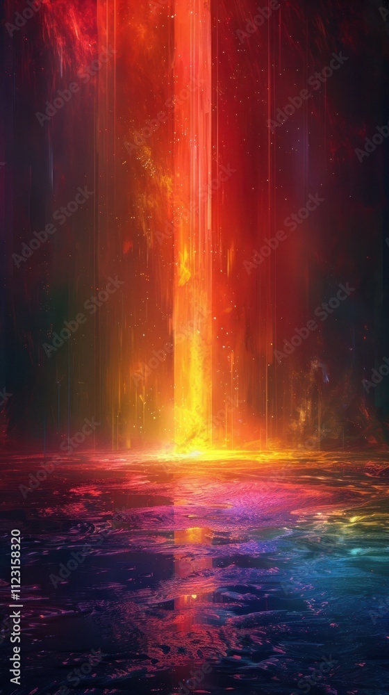 Fototapeta premium Breathtaking abstract landscape with a captivating display of vivid glowing colors and dynamic energy The image evokes a sense of mysticism transporting the viewer to an otherworldly