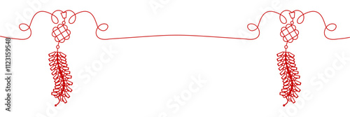 Line art illustration firecracker for a background chinese new year