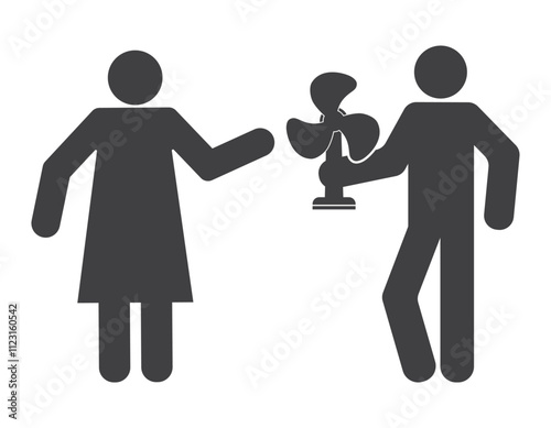 man and woman with fan in hand icon