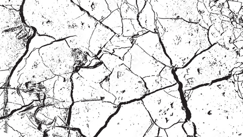 Black crack texture. Cracked on a white background. Wall background crack vector, grunge, ground distress texture.