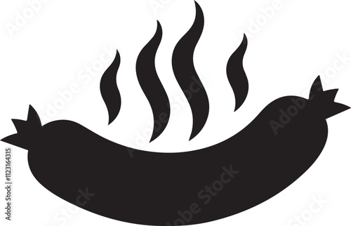 hot sausage icon silhouette design vector art illustration