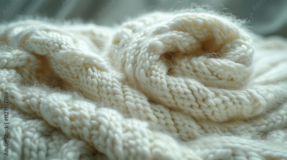 Soft Cream Knit Texture Cozy Winter Wool Fabric Background Soft Cream Knit Texture Cozy Winter Wool Fabric Background