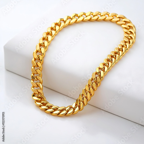 Gold Cuban link bracelet, thick and wide chain