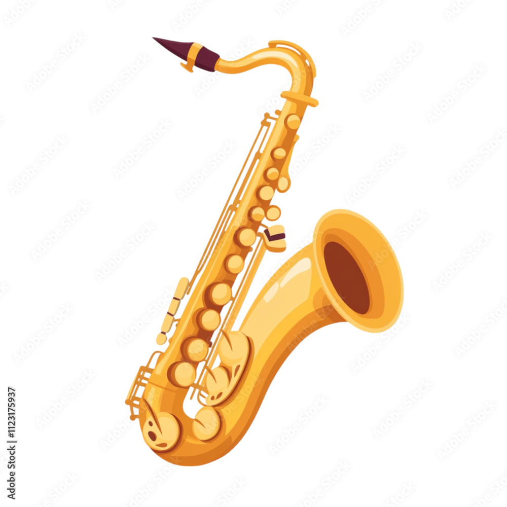 Fototapeta premium Golden Saxophone on Transparent Background