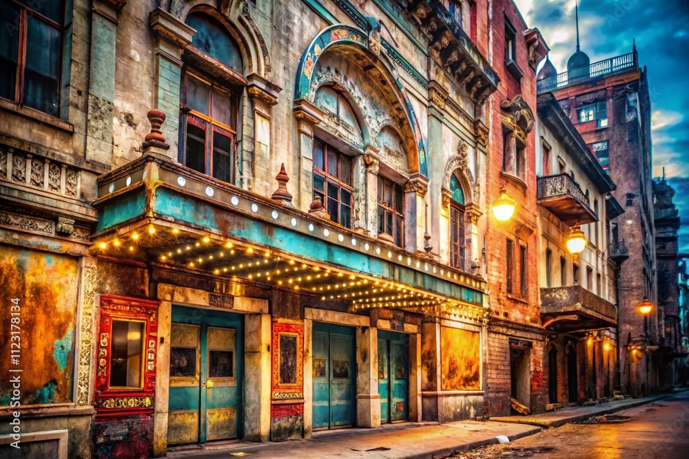Obraz premium Vintage Urban Exploration: A Captivating Journey Through Abandoned Architecture and Retro Design Elements in an Urban Landscape