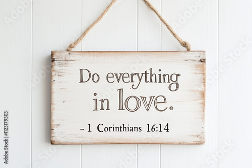 Do everything in love 1 Corinthians 16:14. Bible verse illustration, Christian quote for inspiration, banner or card photo