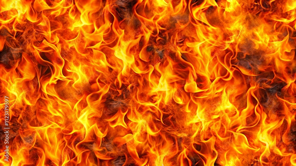 Fototapeta premium Vivid Fire Flames Texture for Game Backgrounds and Graphic Designs, Perfect for Illustrations and Creative Projects with Dynamic and Bright Colors