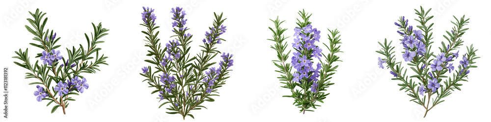 Fototapeta premium Close up of a flourishing rosemary bush with vibrant purple flowers an aromatic culinary herb thriving in a natural outdoor setting