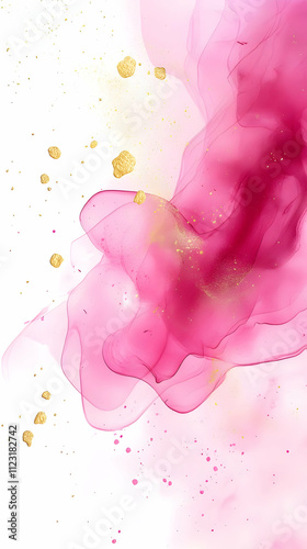 Pink Gold Abstract Ink Background