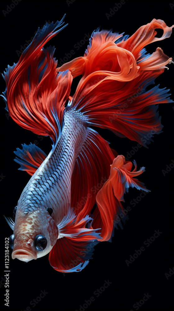 Fototapeta premium A fighting fish with a pure black background 