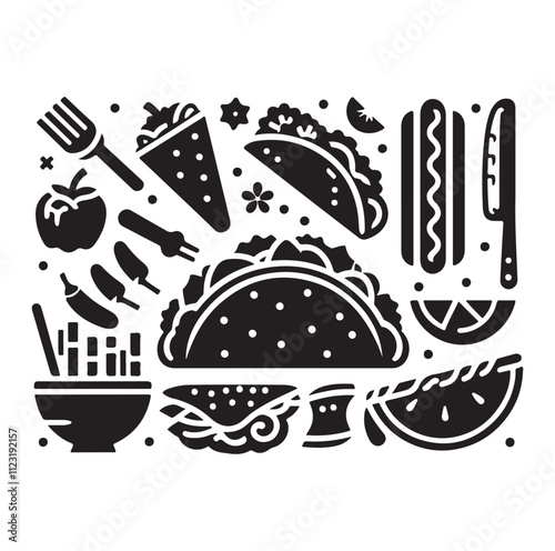 Taco silhouette vector illustration