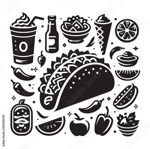 Taco silhouette vector illustration