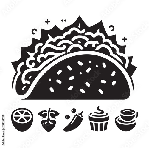 Taco silhouette vector illustration