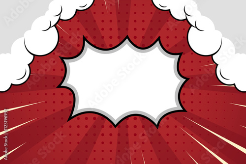 manga halftone background comic cartoon template red anime cloud