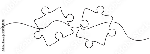 Jigsaw border continuous line puzzle design vector