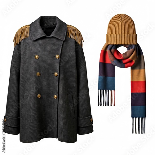 Winter fashion trendy for women isolated on white background