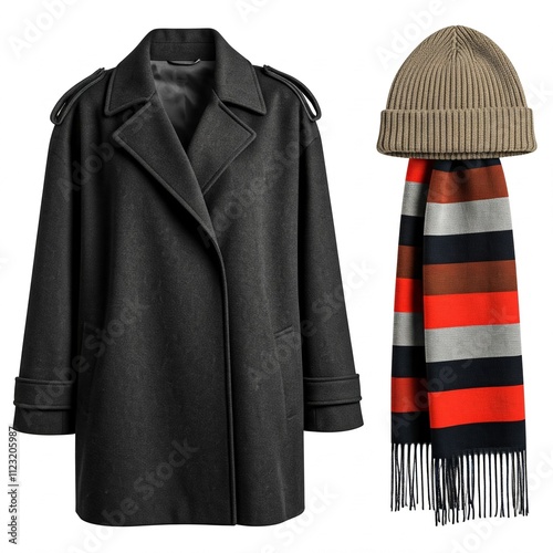 Winter fashion trendy for women isolated on white background