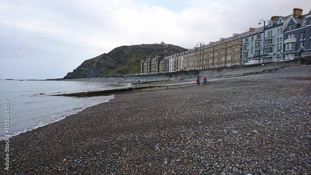 Fototapeta premium The pebble beach in Aberystwyth