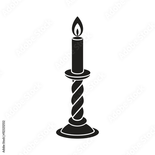 Christmas Candlestick Silhouette Vector Illustration for Holiday Decor and Festive Designs