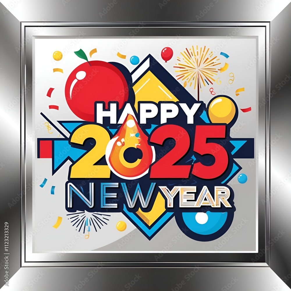 Fototapeta premium 2025 Happy New Year design