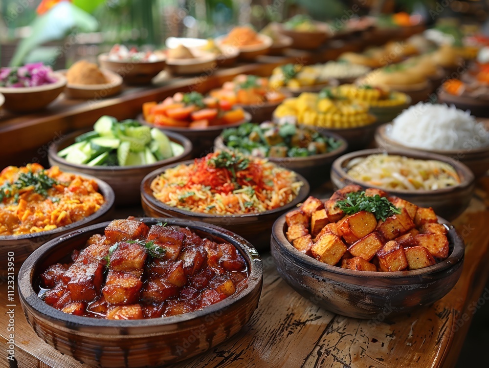 Obraz premium Delicious Bangladeshi Food Buffet Biryani Curry Sweets