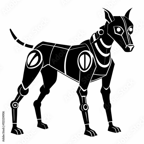 Robot Dog vector silhouette black design white background