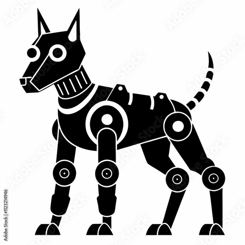 Robot Dog vector silhouette black design white background