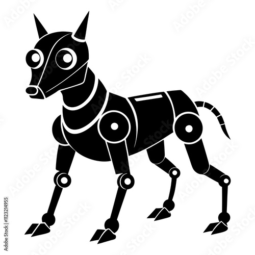 Robot Dog vector silhouette black design white background