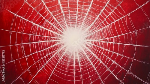 A spiderweb-inspired design in radiant red, embodying elements of connection, creativity, and the delicate web of life in an artistic and modern interpretation. photo