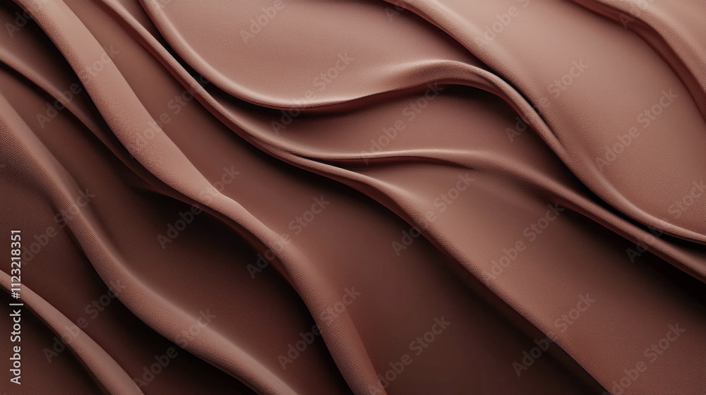 Fototapeta premium Waves of mocha mousse velvet cascade elegantly, showcasing deep tones and luxurious textures in a serene setting