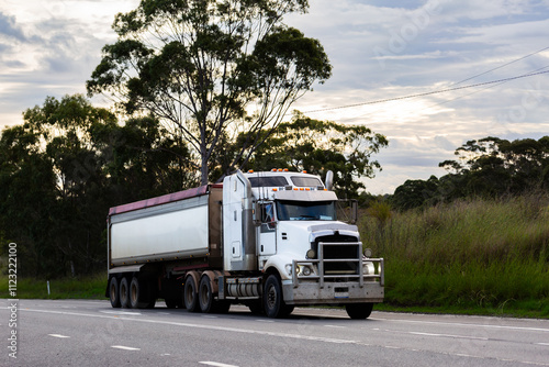 truck on road in evening