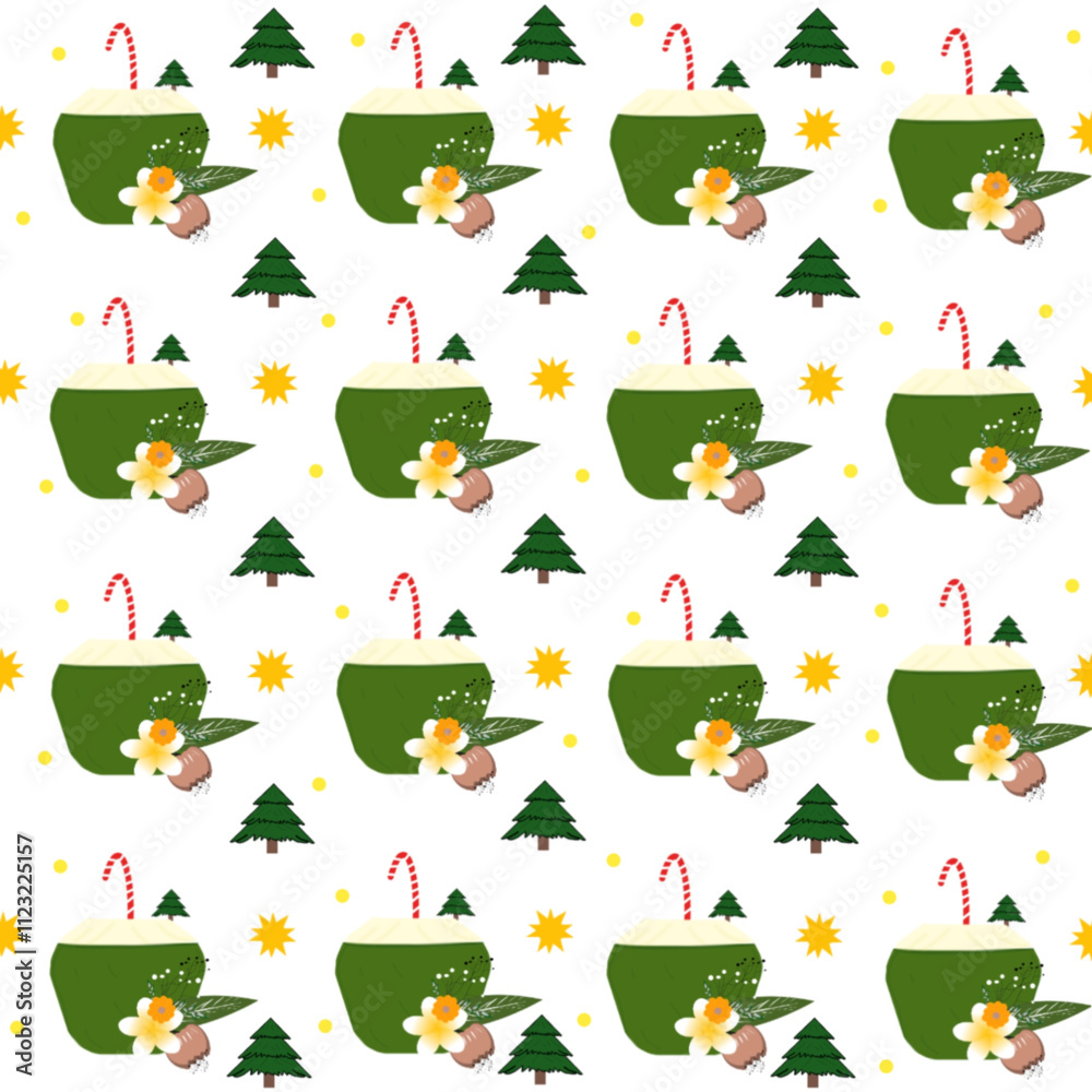 Obraz premium Coconut in summer vibes pattern design