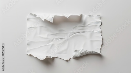 Piece of white paper on white isolated background